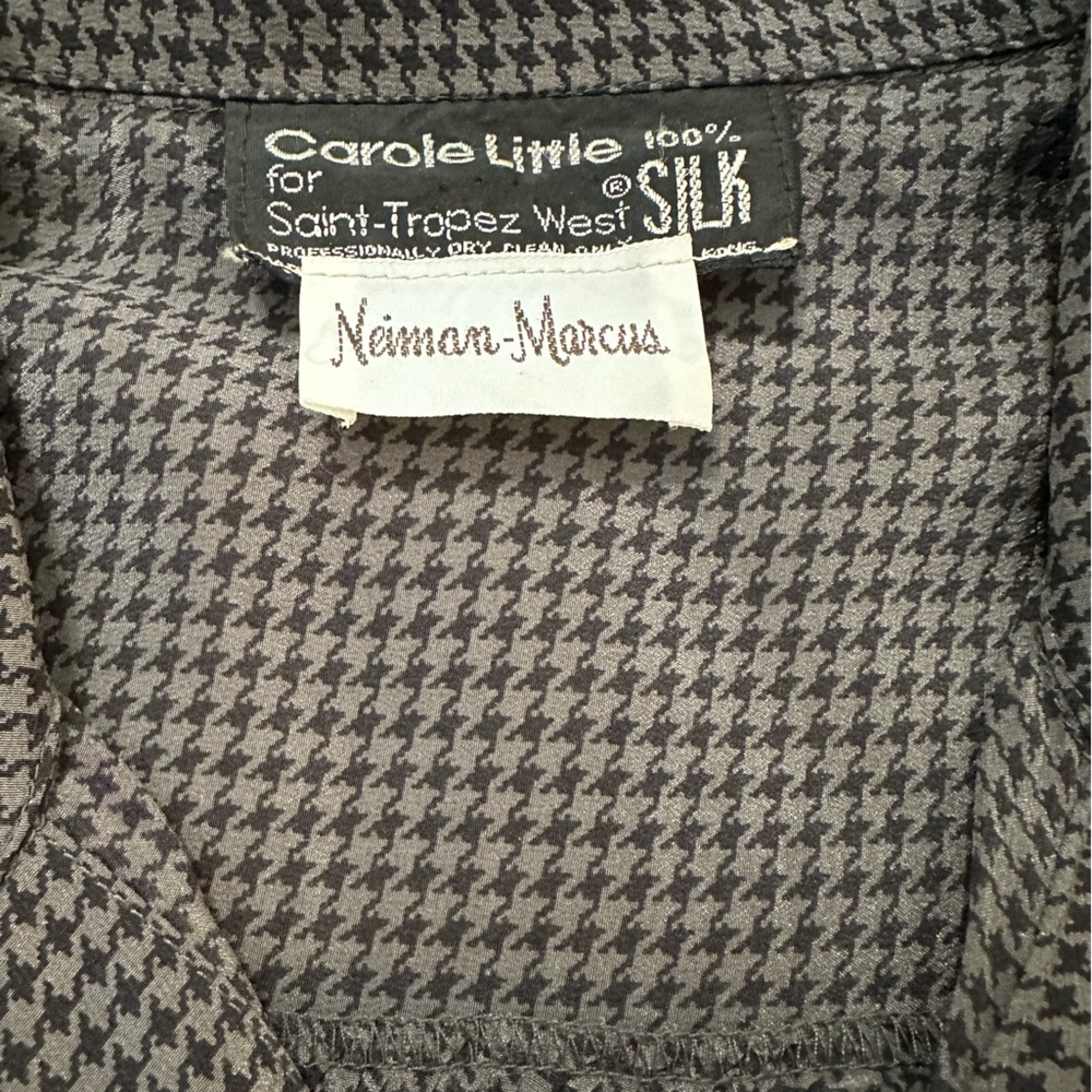 Vintage Carole Little St-Tropez W Silk Black/Gray Houndstooth 2-Piece Dress Sz 6 - Picture 9 of 16